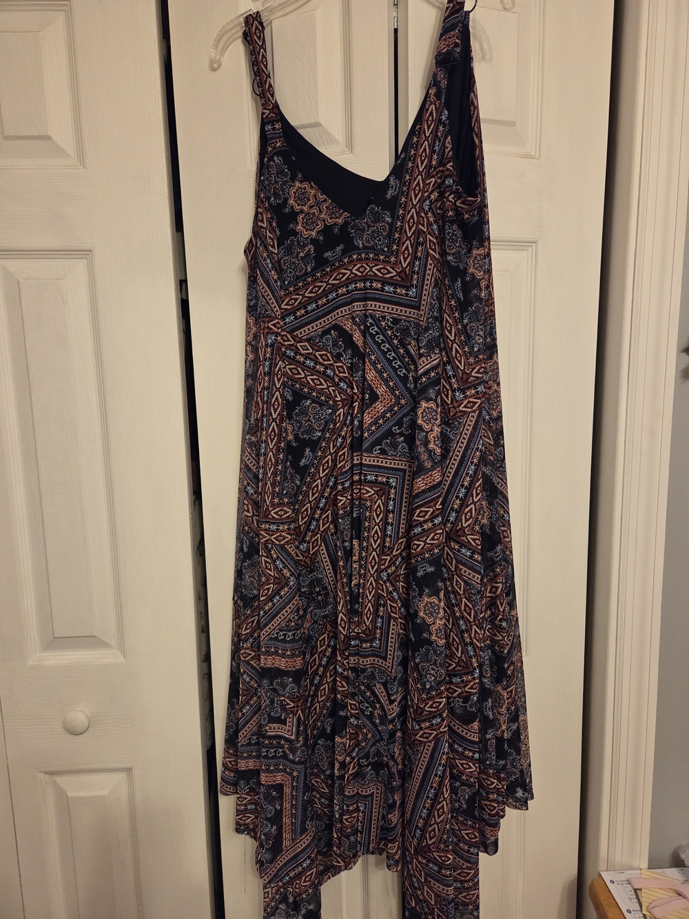Flowy Printed Women's Dress in Navy and Red